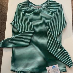 Athleta Striped Green and White Top, Size Medium, New with Tags